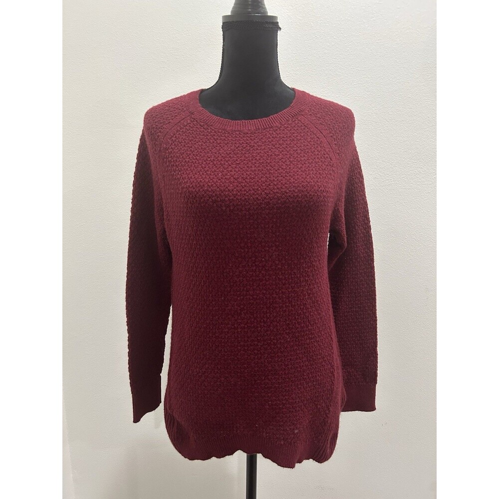 Ann Taylor LOFT Sz Large Maroon Sweater Long Sleeve Crew Neck